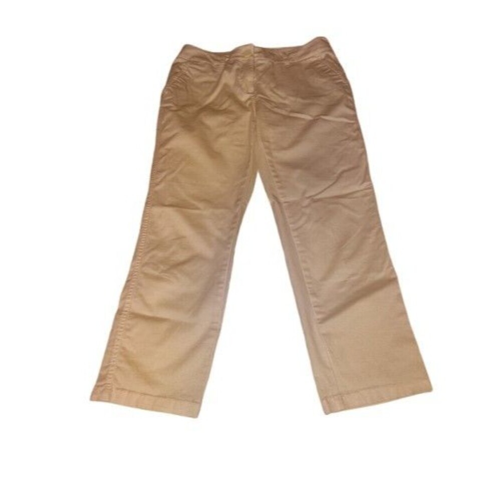 ​Crown & Ivy Charlotte White Crop Chino Pants Size 4 Stretch Cotton Straight Leg